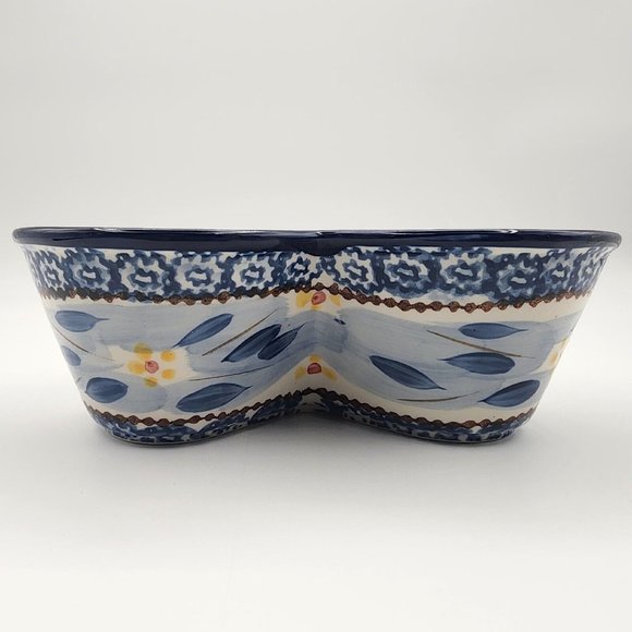 Tara Temptations Presentable Ovenware Old World Heart Shaped Bowl Blue 1 Quart - Picture 8 of 12
